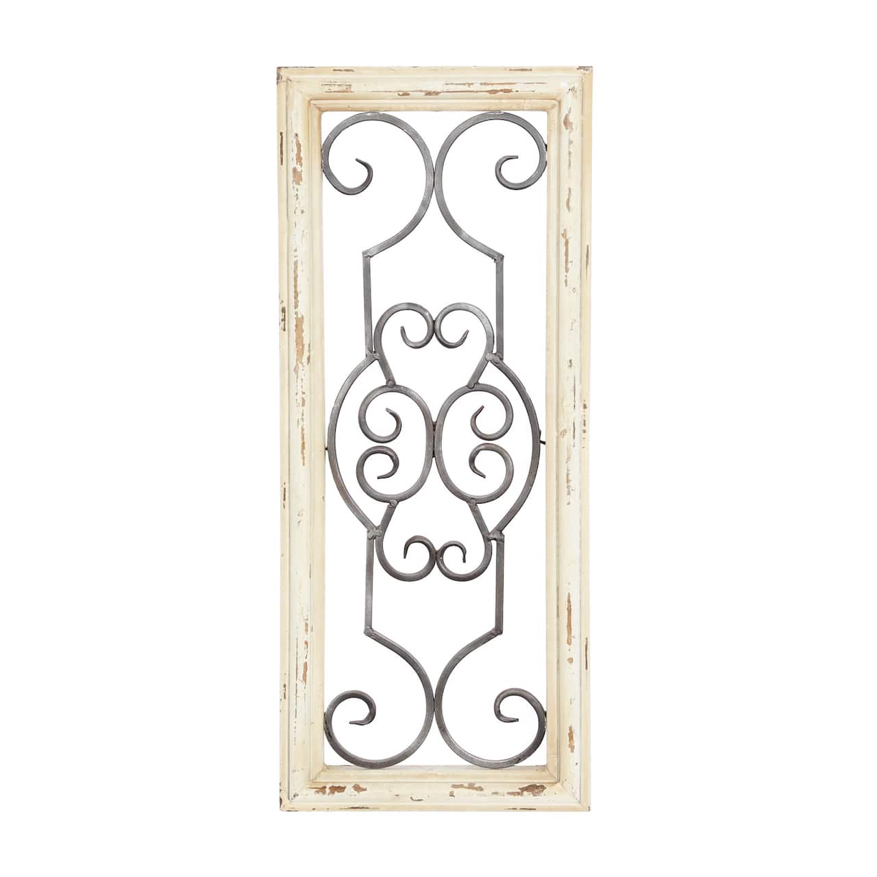 25" White Farmhouse Ornamental Wood & Metal Wall Décor